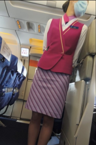 4k  南航空乘肉丝裙装安全出口实录1 声音甜美